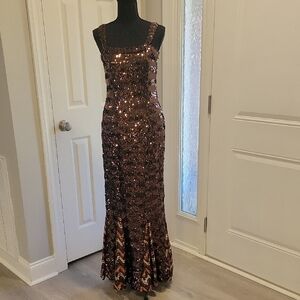 Vintage Lilli Diamond Shimmering Brown Evening Gown